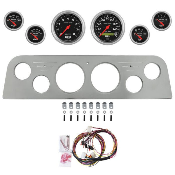 AutoMeter Sport-Comp 60-61 GMC Truck Billet Panel/Gauge Kit - 3-3/8in. (x2) & 2-1/16in. (x4) - 2949-11