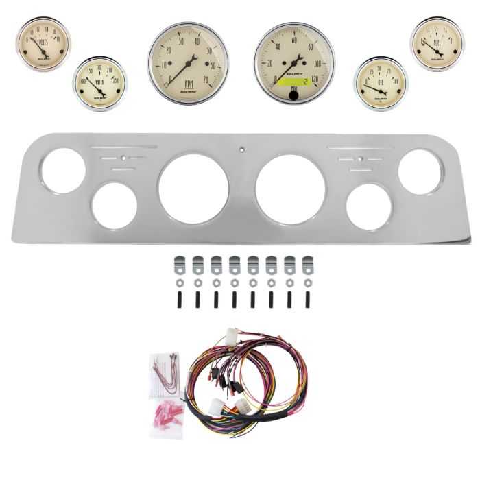 AutoMeter Antique Beige 62-66 GMC Truck Billet Panel/Gauge Kit - 3-1/8in. (x2) & 2-1/16in. (x4) - 2950-02