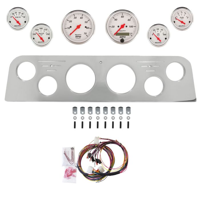AutoMeter Arctic White 62-66 GMC Truck Billet Panel/Gauge Kit - 3-1/8in. (x2) & 2-1/16in. (x4) - 2950-03