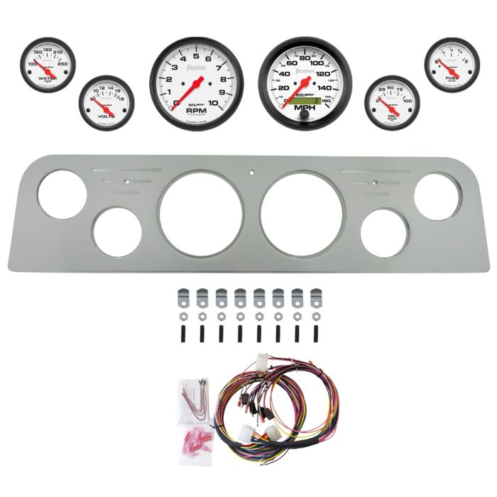AutoMeter Phantom 62-66 GMC Truck Direct-Fit Billet Panel/Gauge Kit - 3-3/8in. (x2) & 2-1/16in. (x4) - 2951-09