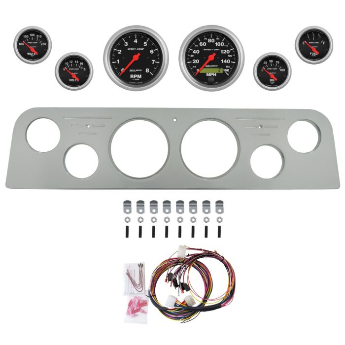 AutoMeter Sport-Comp 62-66 GMC Truck Billet Panel/Gauge Kit - 3-3/8in. (x2) & 2-1/16in. (x4) - 2951-11
