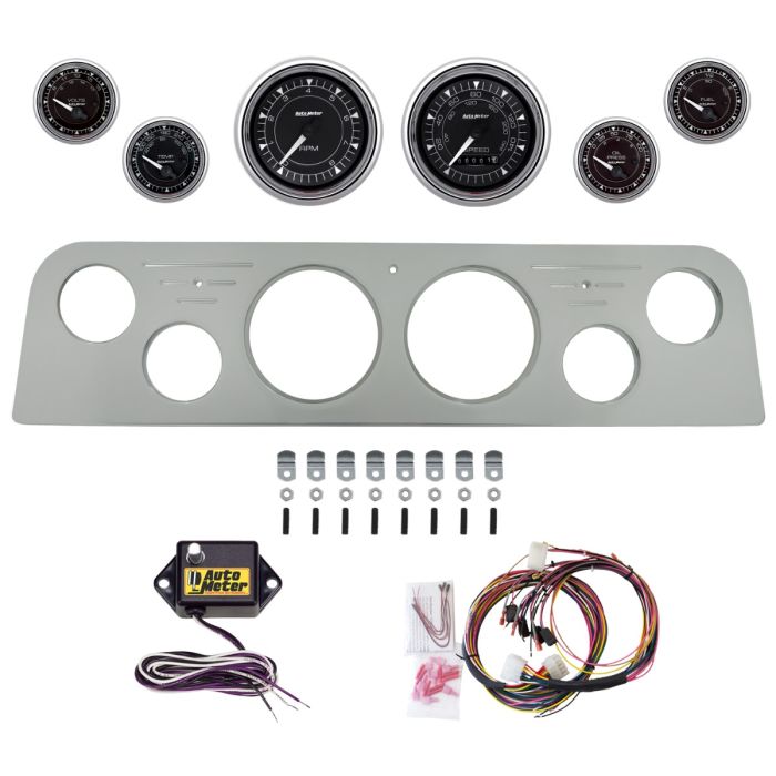 AutoMeter Chrono Chrome 62-66 GMC Truck Billet Panel/Gauge Kit - 3-3/8in. (x2) & 2-1/16in. (x4) - 2951-15