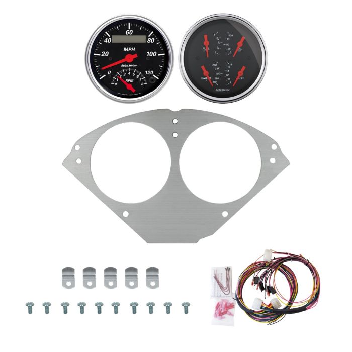 AutoMeter Designer Black 55-56 Chevy Car Direct-Fit Billet Panel/Gauge Kit - 3-3/8in. (x2) - 2953-06