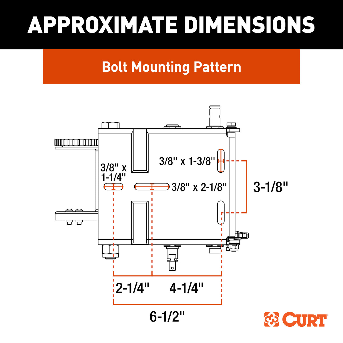 CURT 29538 Hand-Crank 2-Speed Winch, 3,800 lbs, 5.1:1 High, 15.8:1 Low Gear Ratio, 9.6" Handle