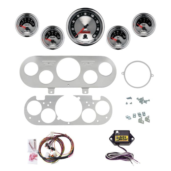 AutoMeter American Muscle 62-65 Chevy NOVA Billet Panel/Gauge Kit - 3-3/8in. (x1) & 2-1/16in. (x4) - 2954-01