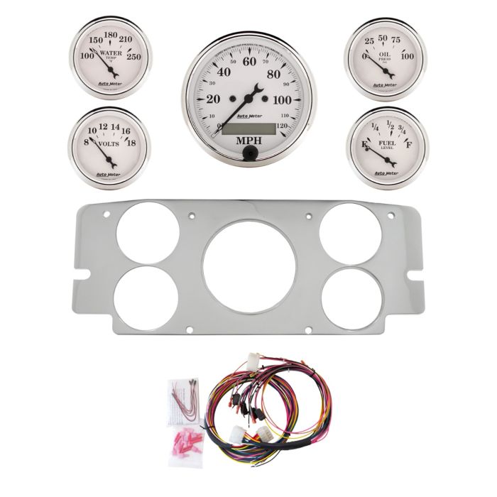 AutoMeter Old Tyme White 57-60 Ford Truck Billet Panel/Gauge Kit - 3-1/8in. (x1) & 2-1/16in. (x4) - 2955-08