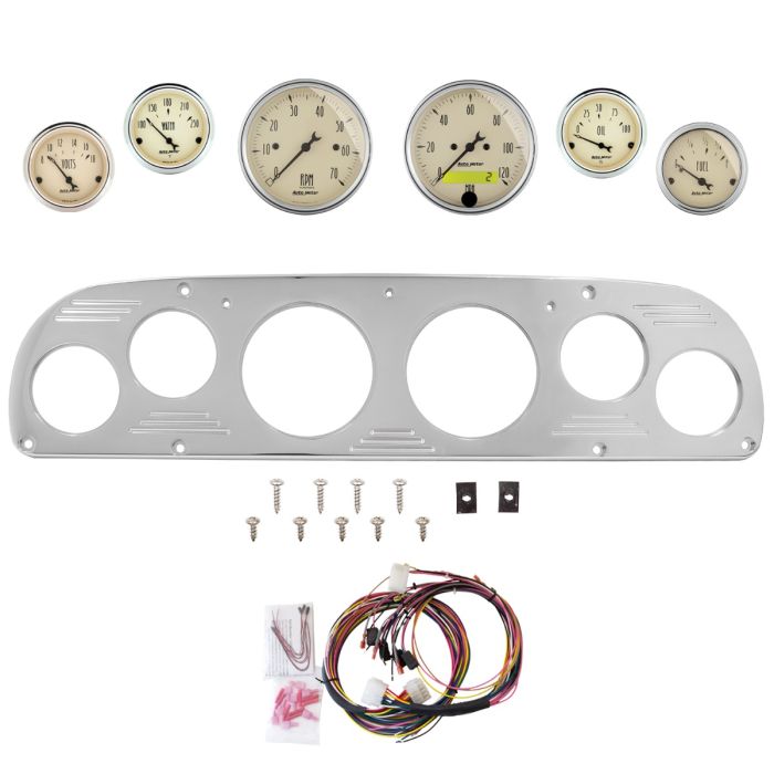 AutoMeter Antique Beige 57-60 Ford Truck Billet Panel/Gauge Kit - 3-1/8in. (x2) & 2-1/16in. (x4) - 2957-02