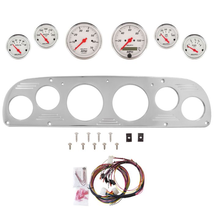 AutoMeter Arctic White 57-60 Ford Truck Billet Panel/Gauge Kit - 3-1/8in. (x2) & 2-1/16in. (x4) - 2957-03
