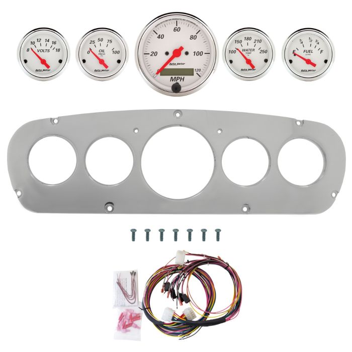 AutoMeter Arctic White 65-66 Ford Truck Billet Panel/Gauge Kit - 3-1/8in. (x1) & 2-1/16in. (x4) - 2960-03