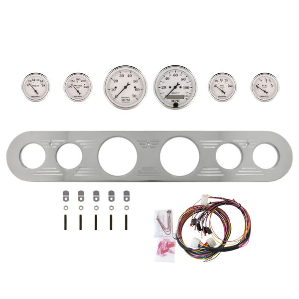 AutoMeter Old Tyme White 67-72 Ford Truck Billet Panel/Gauge Kit - 3-1/8in. (x2) & 2-1/16in. (x4) - 2961-08