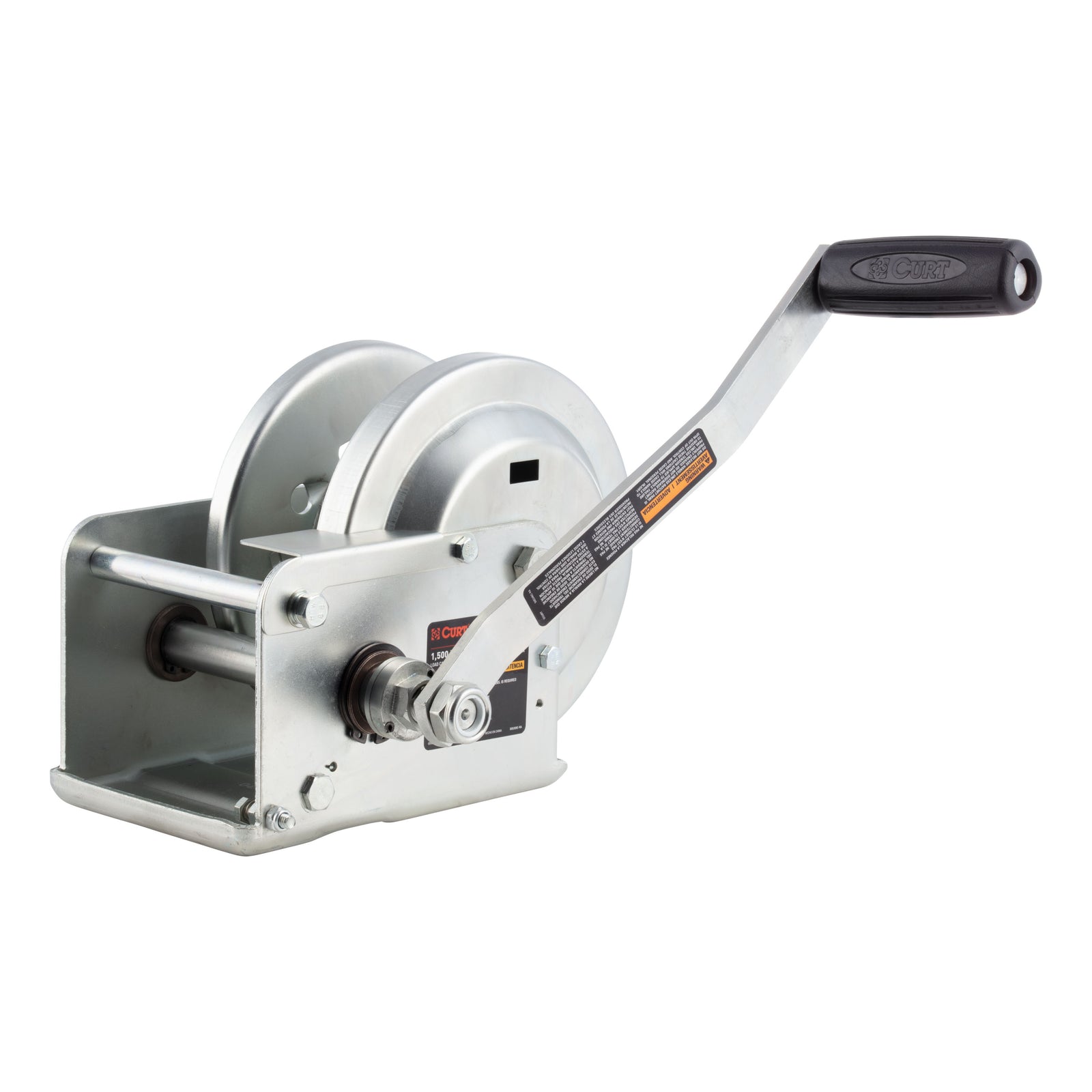 CURT 29615 Hand-Crank Brake Winch, 1,500 lbs, 5:1 Gear Ratio, 10.6" Handle