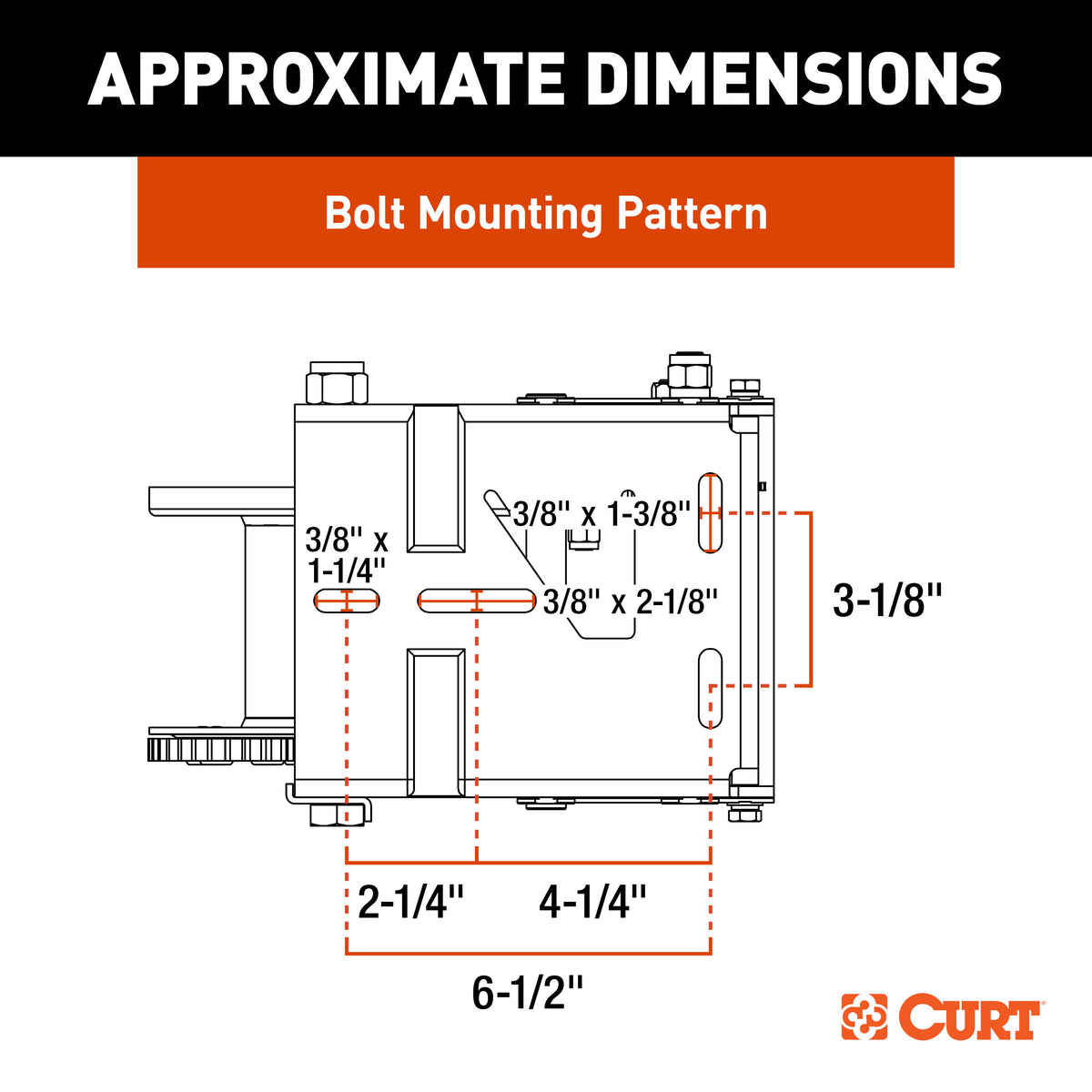 CURT 29625 Hand-Crank Brake Winch, 2,500 lbs, 15.8:1 Gear Ratio, 10.6" Handle