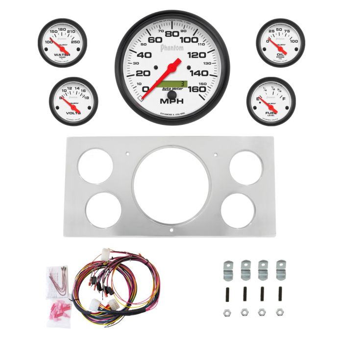 AutoMeter Phantom 73-79 Ford Truck Direct-Fit Billet Panel/Gauge Kit - 5in. (x1) & 2-1/16in. (x4) - 2965-09