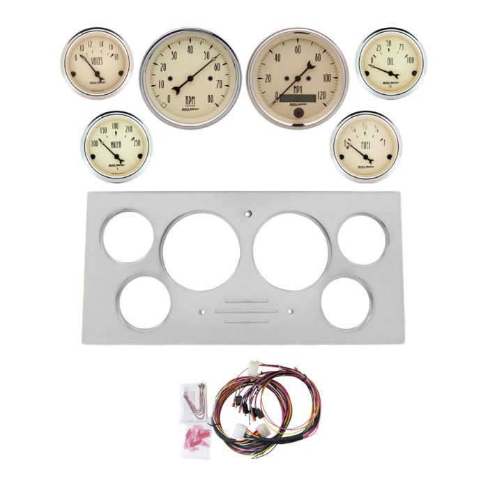 AutoMeter Antique Beige 73-79 Ford Truck Billet Panel/Gauge Kit SR- 3-3/8in. (x2) & 2-1/16in. (x4) - 2966-02