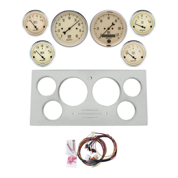 AutoMeter Antique Beige 73-79 Ford Truck Billet Panel/Gauge Kit SR- 3-3/8in. (x2) & 2-1/16in. (x4) - 2966-02
