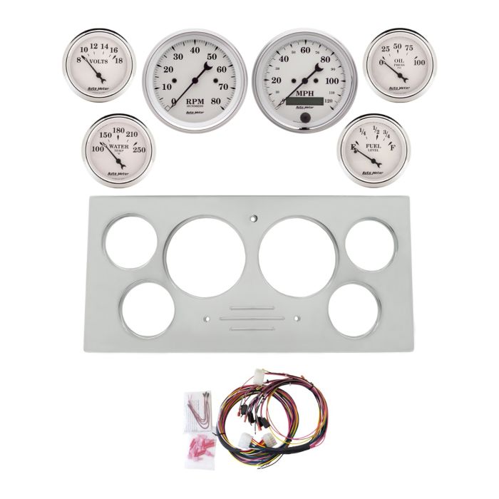 AutoMeter Old Tyme White 73-79 Ford Truck Billet Panel/Gauge Kit SR- 3-3/8in. (x2) & 2-1/16in. (x4) - 2966-08