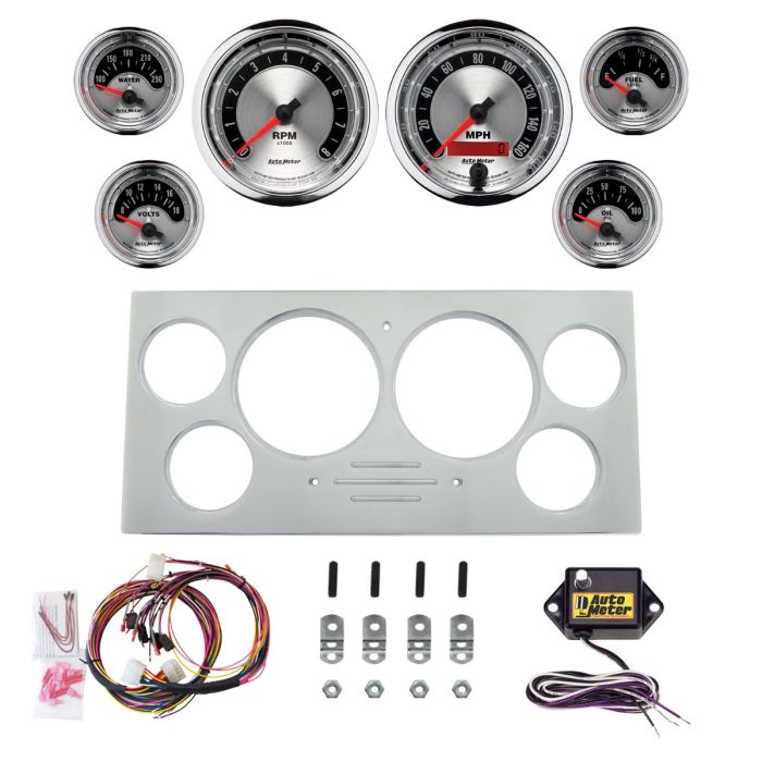 AutoMeter American Muscle 73-79 Ford Truck Billet Panel/Gauge Kit - 3-3/8in. (x2) & 2-1/16in. (x4) - 2967-01