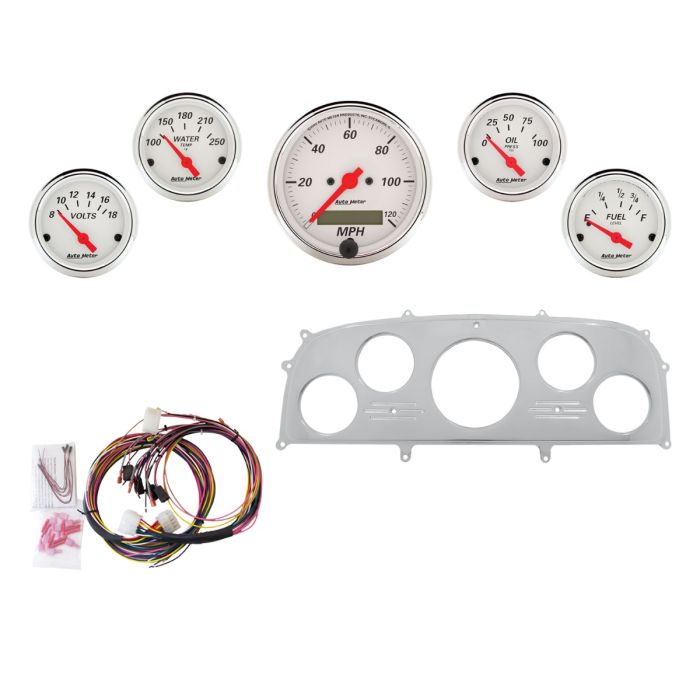 AutoMeter Arctic White 1959 Ford Galaxie Billet Panel/Gauge Kit - 3-1/8in. (x1) & 2-1/16in. (x4) - 2968-03