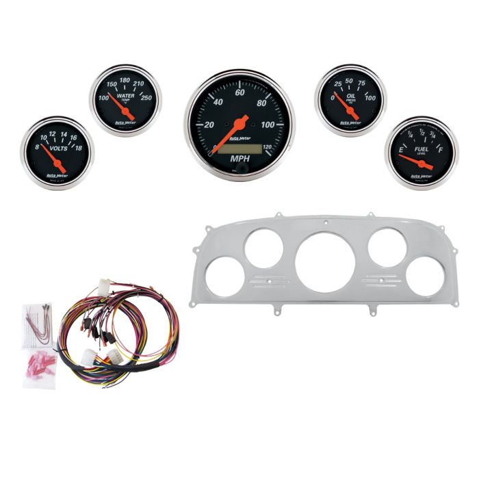 AutoMeter Designer Black 1959 Ford Galaxie Billet Panel/Gauge Kit - 3-1/8in. (x1) & 2-1/16in. (x4) - 2968-06