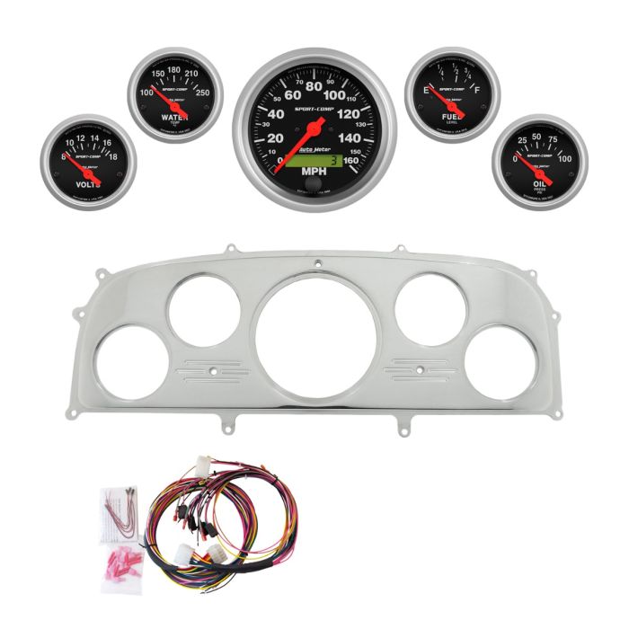 AutoMeter Sport-Comp 1959 Ford Galaxie Billet Panel/Gauge Kit - 3-3/8in. (x1) & 2-1/16in. (x4) - 2969-11