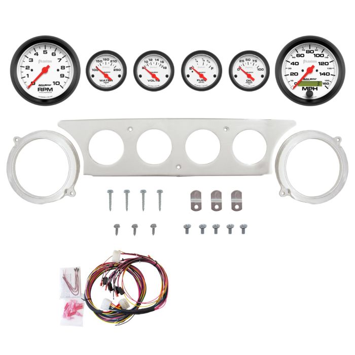 AutoMeter Phantom 63-64 Ford Galaxie Billet Panel/Gauge Kit - 3-3/8in. (x2) & 2-1/16in. (x4) - 2970-09