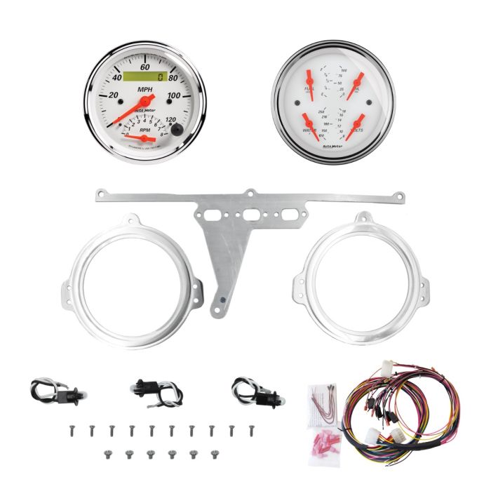 AutoMeter Arctic White 66-67 Ford Falcon Direct-Fit Billet Panel/Gauge Kit - 3-3/8in. (x2) - 2971-03