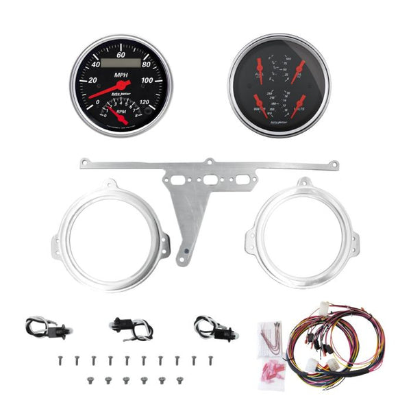 AutoMeter Designer Black 66-67 Ford Falcon Direct-Fit Billet Panel/Gauge Kit - 3-3/8in. (x2) - 2971-06