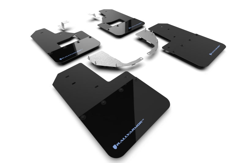 Rally Armor 21-24 Ford Bronco (Steel Bmpr + RB - NO Rptr/Sprt) Blk Mud Flap w/Area Blue Logo - MF85-RB-ST-ABL