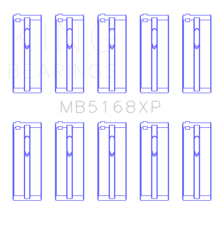 King Honda H22 50mm Journal Crankshaft Main Bearing Set (Size .25) - MB5168XP0.25