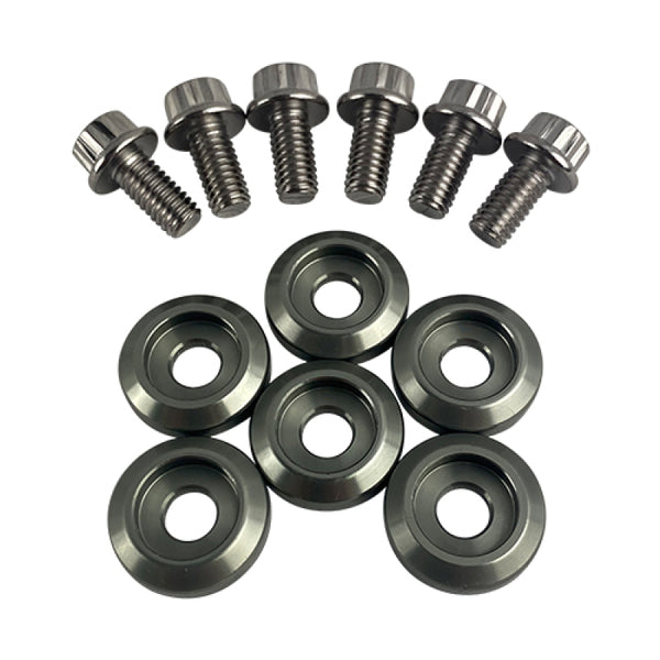 BLOX Racing New Fender Washers Kit M6 12pt - 6pc Large Diameter Gun Metal - BXAC-00311-GM - front view