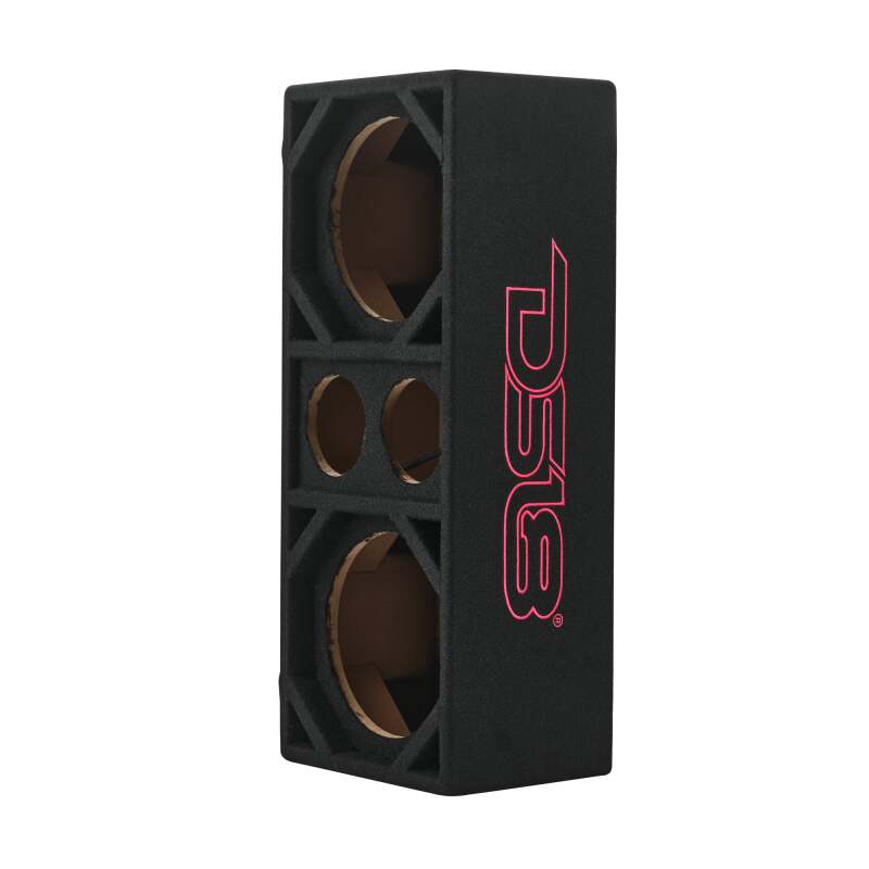 DS18 Ported Enclosure w/ 2x 8in Mids & 2x 3.6in (Not Included)- Black Carpet - VOC8PRO - side view