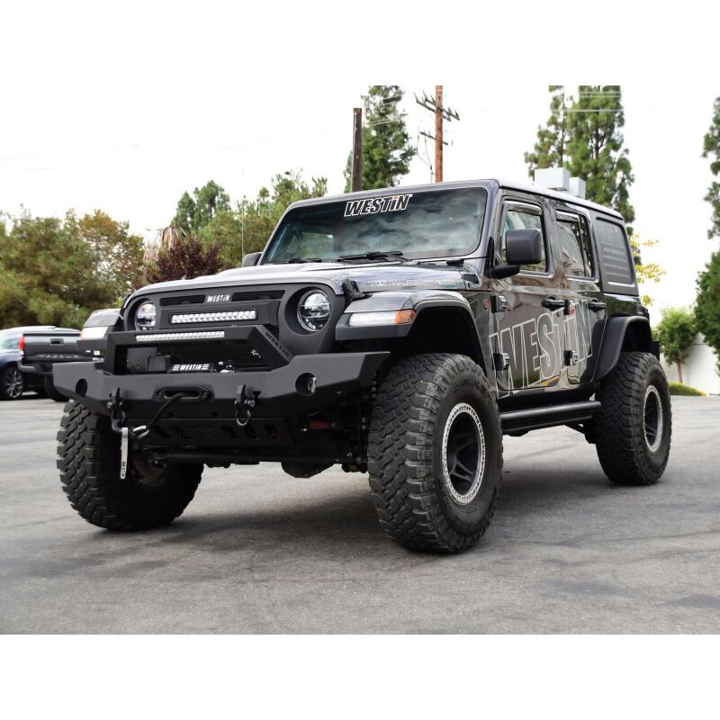 Westin 18-20 Jeep Wrangler WJ2 Full Width Front Bumper w/LED Light Bar Mount Textured Black - 59-80125