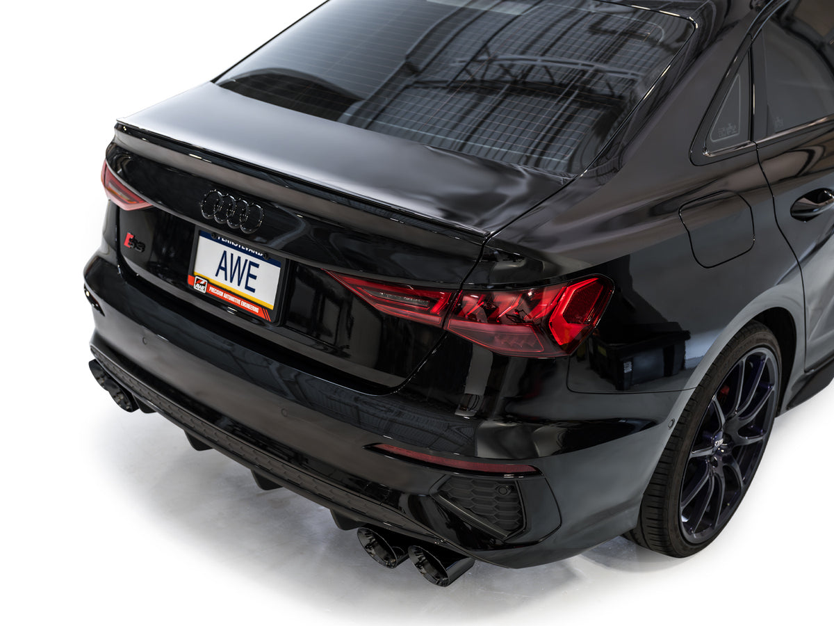 AWE 22-24 Audi 8Y S3 Track Edition Exhaust  - Diamond Black Tips - 3020-43897