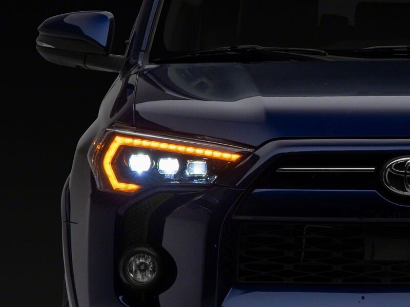 Raxiom 14-24 Toyota 4Runner CXR Series LED Headlights with Amber DRL- Black Housing- Clear Lens - TR33857 - front view
