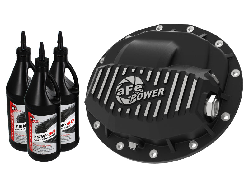 aFe Power Pro Series Front Diff Cover Black Machined &amp; Gear Oil 13-18 Dodge Ram 2500/3500 - 46-70402-WL