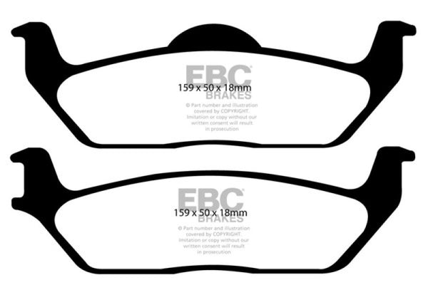 EBC 11 Ford F150 3.5 Twin Turbo (2WD) 6 Lug Yellowstuff Rear Brake Pads - DP41697R for 2004-2011 Ford F 150 - front view