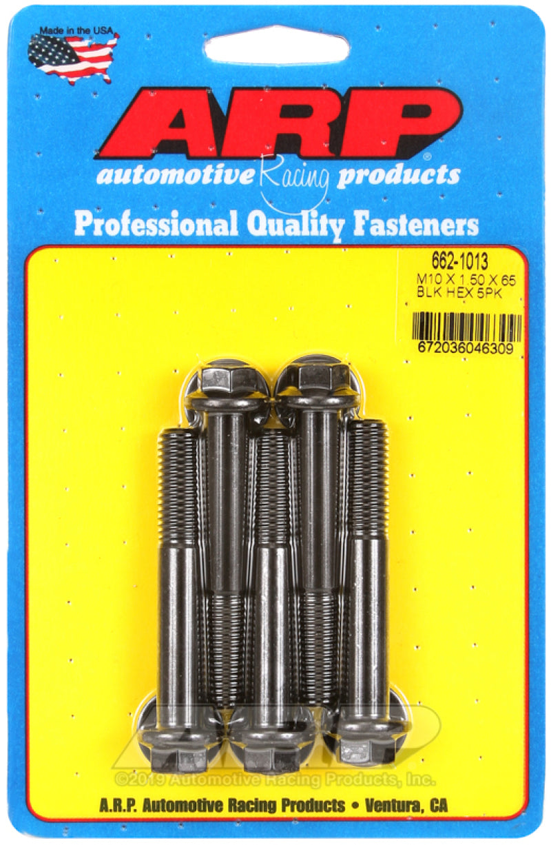 ARP M10 x 1.50 x 65 Hex Black Oxide Bolts (5/pkg) - 662-1013