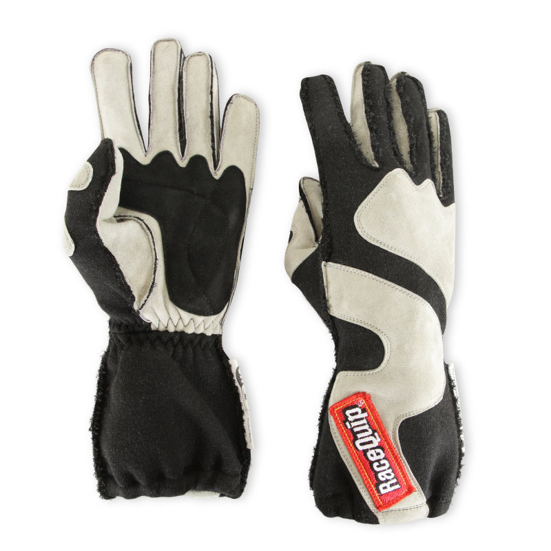 RaceQuip SFI-5 Gray/Black Medium Outseam w/ Closure Glove - 356603RQP