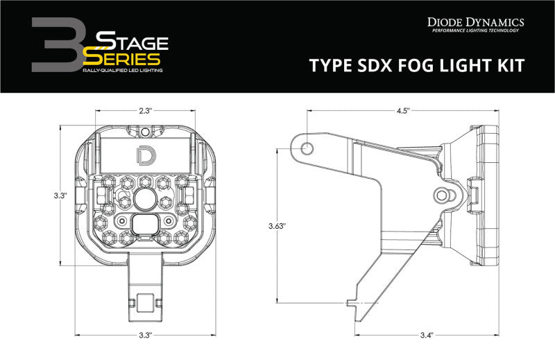 Diode Dynamics SS3 Sport Type SDX Kit ABL - White SAE Fogg - DD7100 for 1999-2010 Ford F 250 - detail view