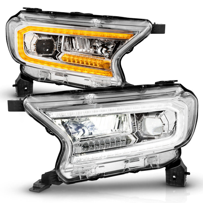 ANZO 19-23 Ford Ranger Full LED Projector Headlights w/ Initiation &amp; Sequential - Chrome - 111614