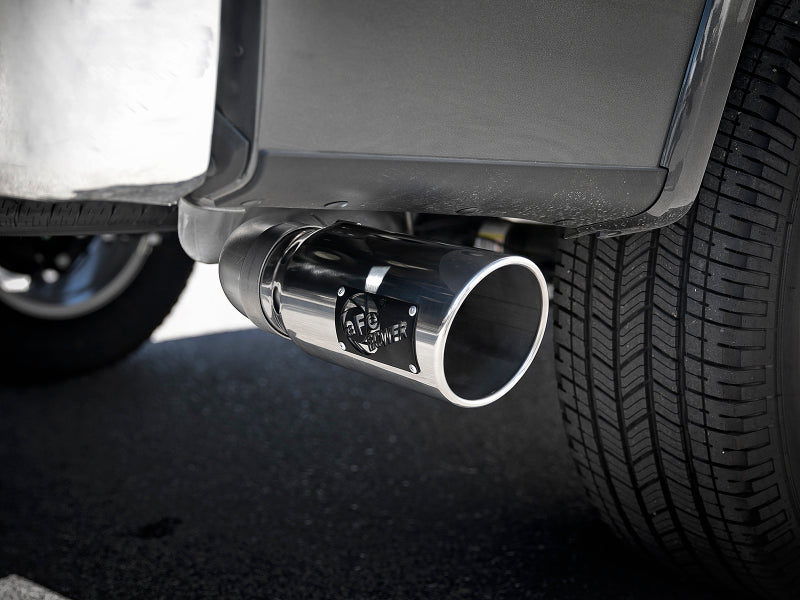 aFe Large Bore-HD 4in 409 SS DPF-Back Exh 18-19 Ford F-150 V6-3.0L (td) w/ Polished Tip - 49-43106-P