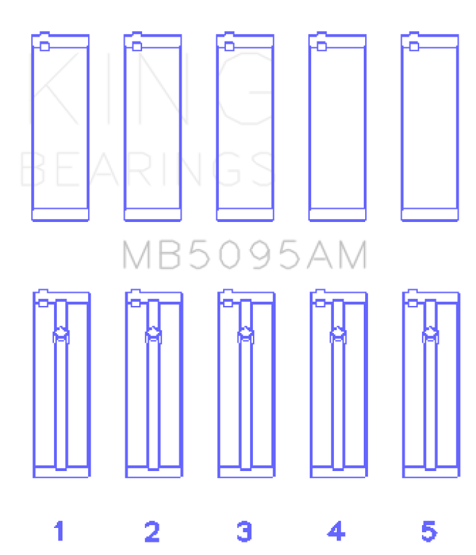 King Engine Bearings Toyota 2E (Size +0.25mm) Main Bearing Set - MB5095AM0.25