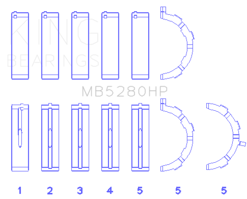 King Ford Prod. V8 4.6L/5.4L (Size 0.026) Performance Main Bearing Set - MB5280HP.026