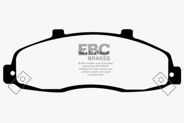 EBC 98-99 Ford F150 4.2 (2WD) (Rear Wheel ABS) Greenstuff Front Brake Pads - DP61259 for 1997-2004 Ford F 150 - front view