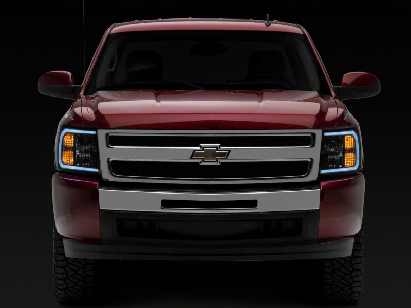 Raxiom 07-13 Chevrolet Silverado 1500 Axial Series Headlights w/ LED Bar- Blk Housing (Clear Lens) - S138003