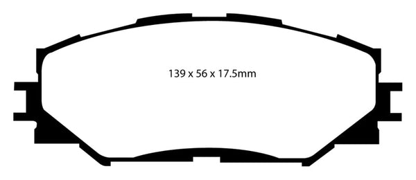 EBC 06-08 Toyota RAV 4 2.4 Greenstuff Front Brake Pads - DP61791 for 2006-2018 Toyota RAV4 - front view
