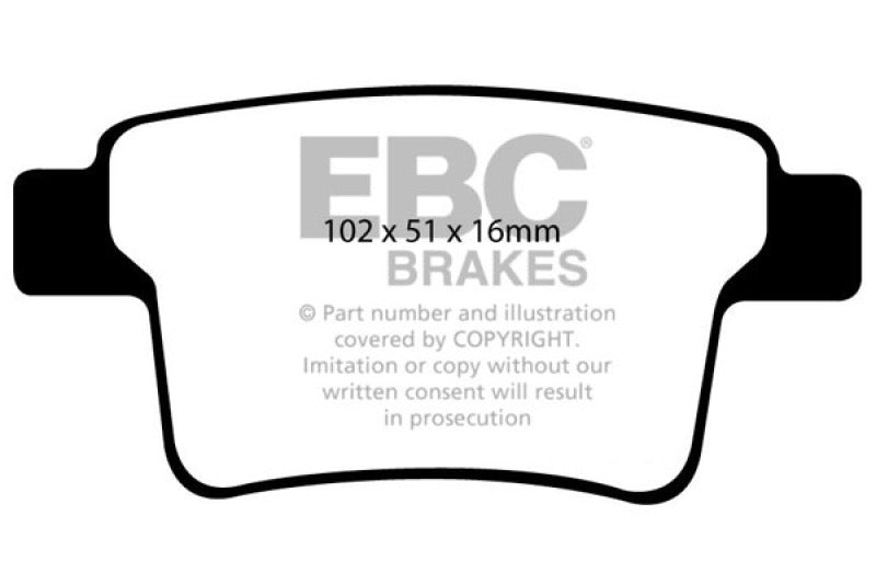 EBC 04-07 Ford Five Hundred 3.0 Greenstuff Rear Brake Pads - DP21731 for 2005-2008 Jaguar X Type - front view