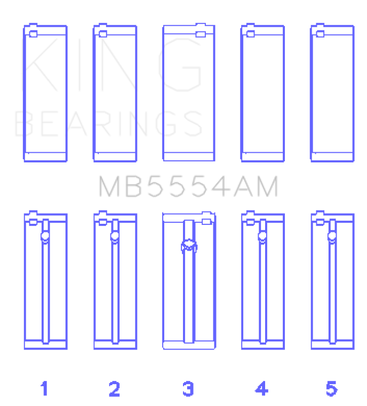 King Engine Bearings Toyota 3Sgte (Size +0.25mm) Main Bearing Set - MB5554AM0.25
