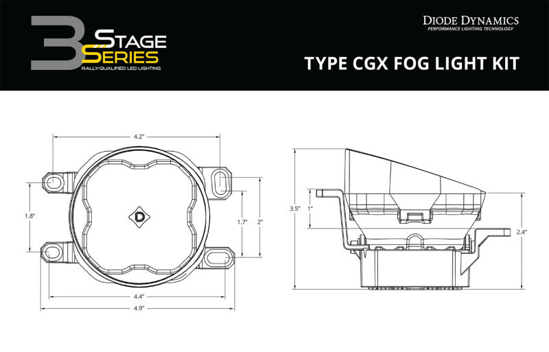 Diode Dynamics SS3 Sport Type CGX Kit ABL - Yellow SAE Fog - DD7198 for 2010-2020 Toyota Sienna - detail view