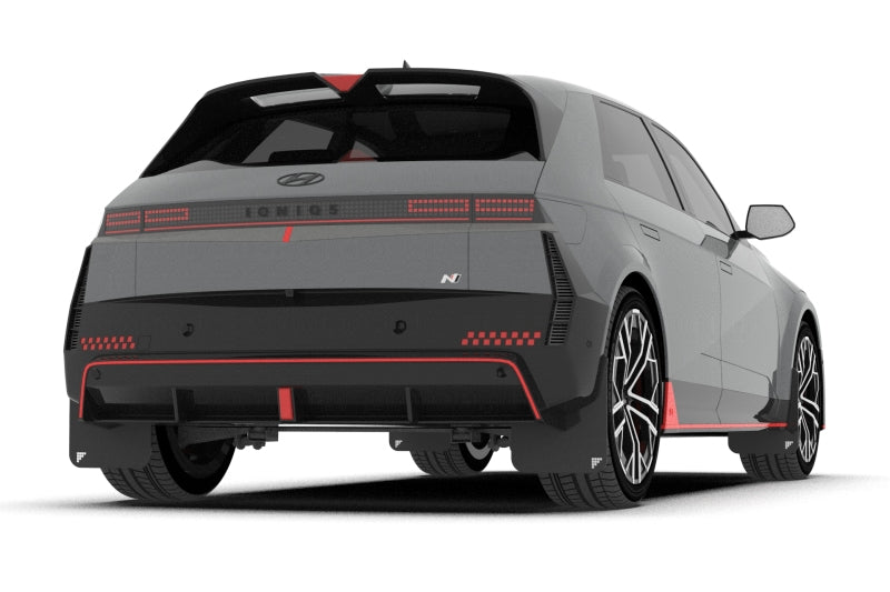Rally Armor 2025 Hyundai Ioniq 5 N Black UR Mud Flap Silver Battery Logo - MF117-BAT-BLK-SIL